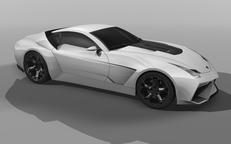 White Sports Car — Neutral, 3d Render, Black Wheels, Tinted Windows, Hood Vents