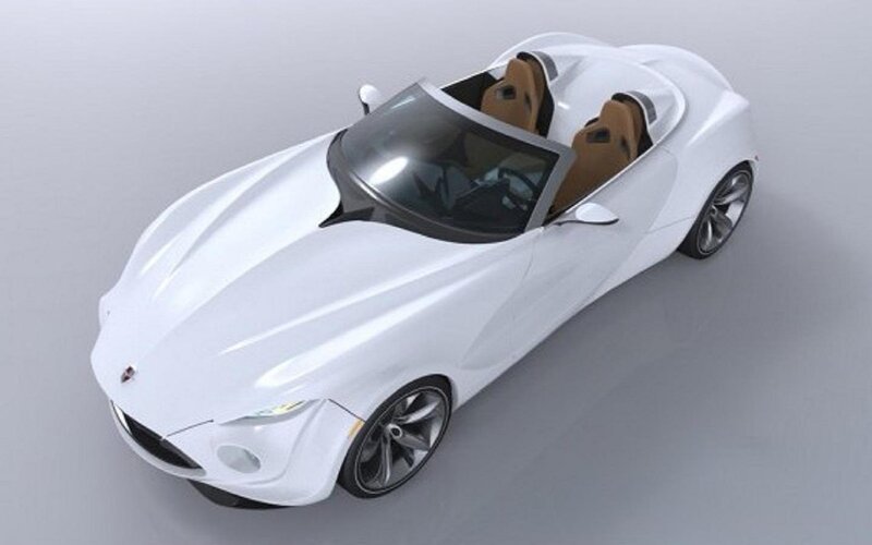 White Sports Car — Neutral, 3d Render, Brown Seats