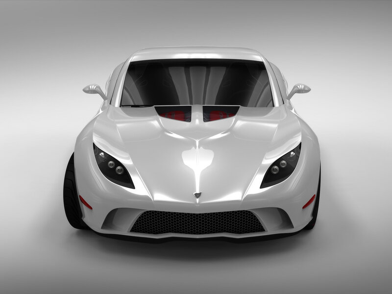 White Sports Car — Neutral, 3d Render, Windshield, Headlights