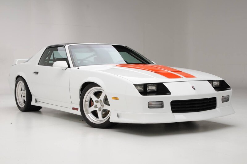 White Sports Car — Neutral, Photograph, Orange Stripes