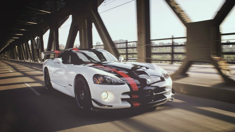 white sports car on a bridge
