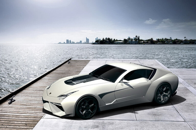 White sports car on a dock