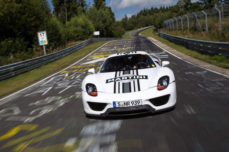 White sports car on a racetrack