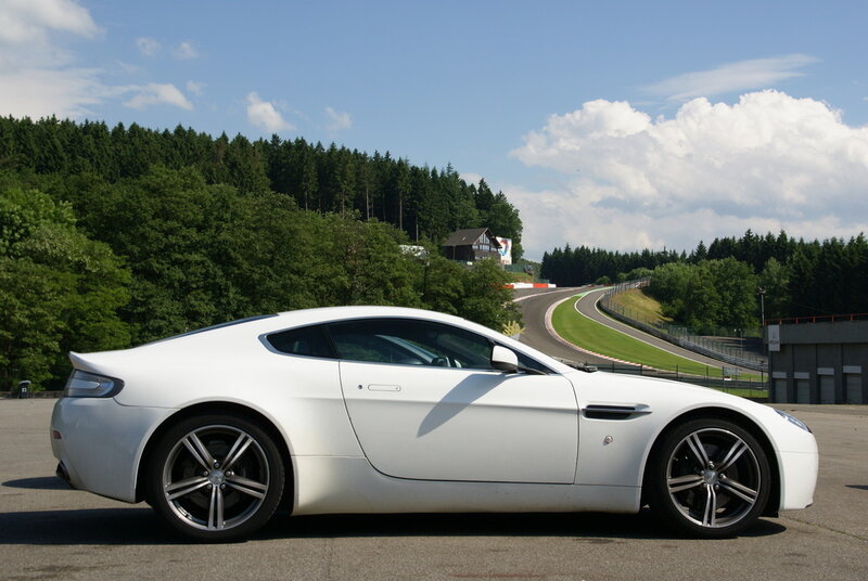 White sports car on a racetrack