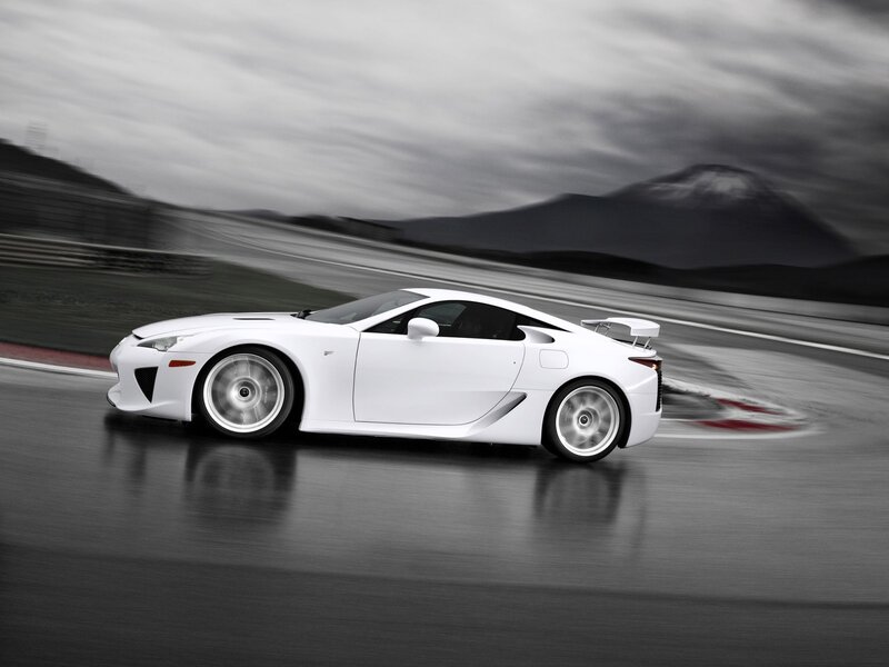 White sports car on a racetrack