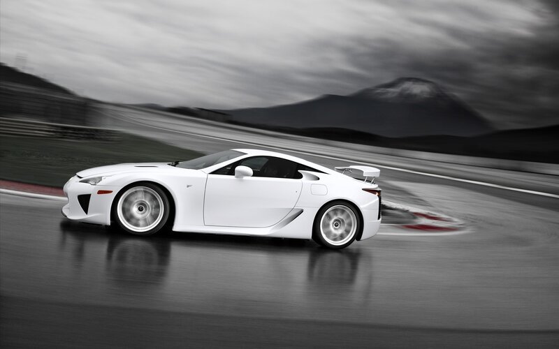White sports car on a racetrack