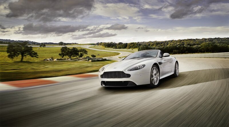 White sports car on a racetrack