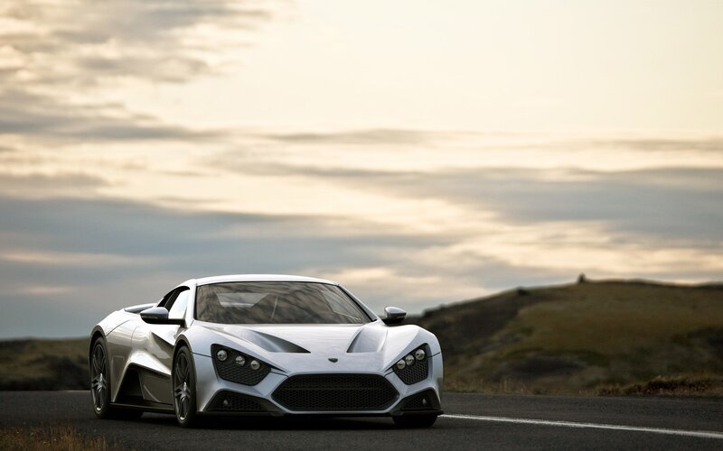 White sports car on a road