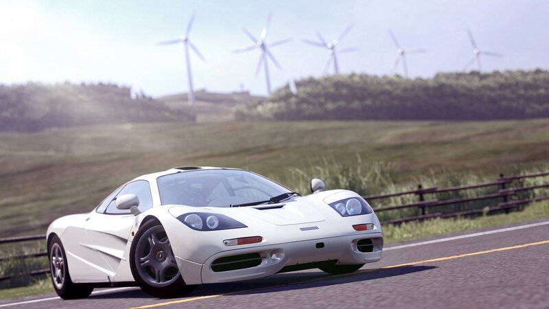 White sports car on a road