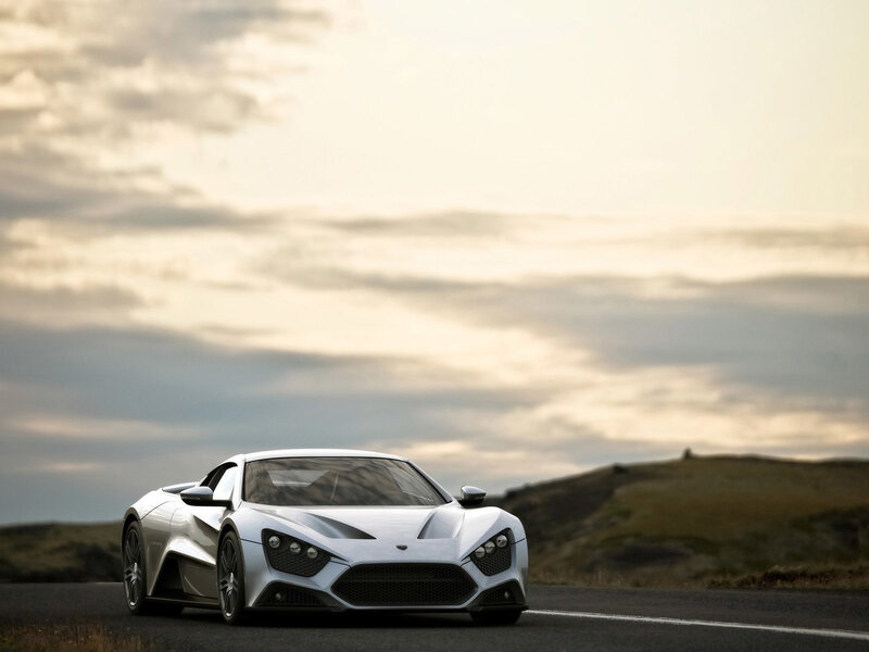 White sports car on a road