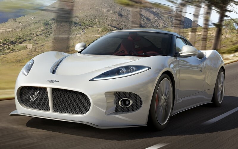 White sports car on a road