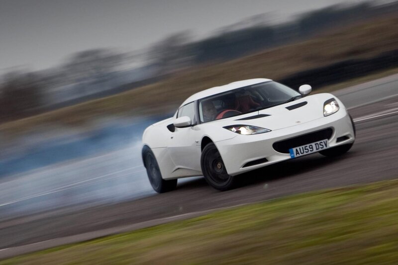 White sports car on a track