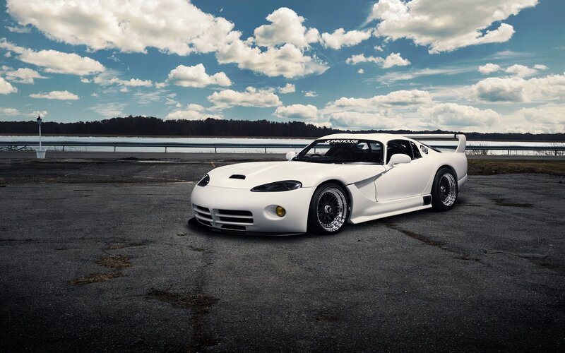 White sports car on asphalt