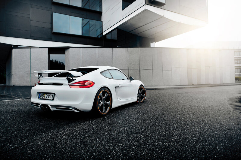 White sports car on asphalt