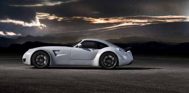 White sports car on asphalt