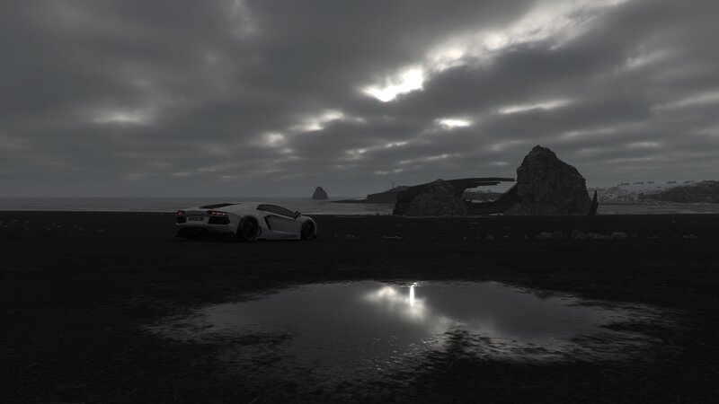 White Sports Car on Beach — Black