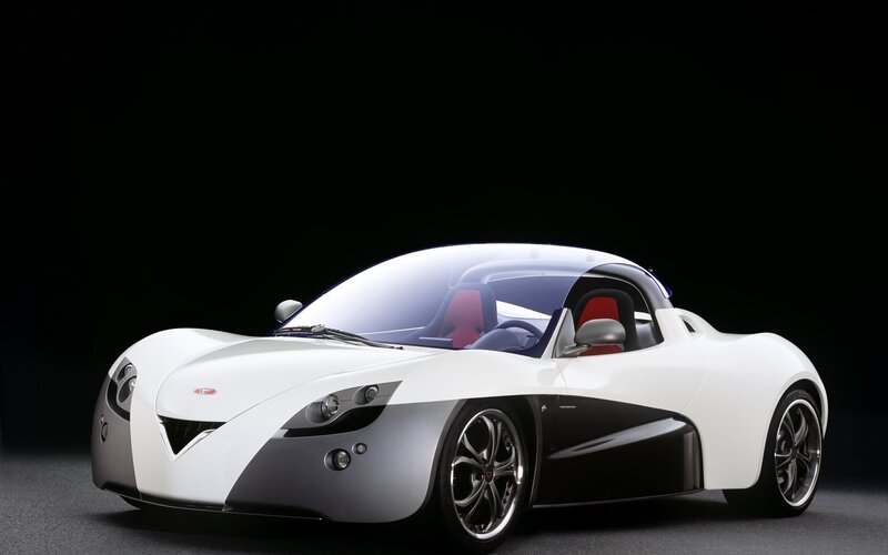 white sports car on black background
