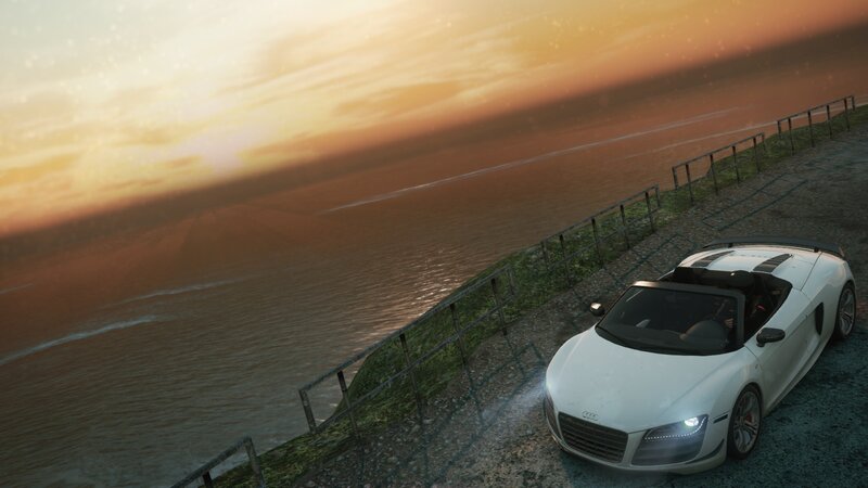 White Sports Car on Cliff