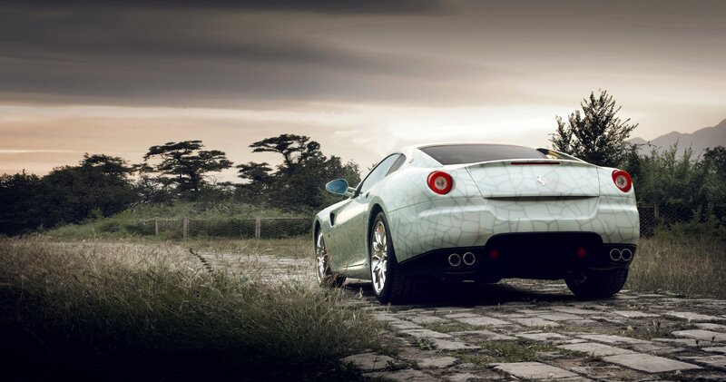 white sports car on cobblestone