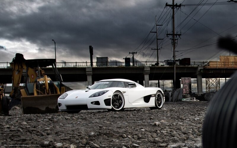 White sports car on construction site