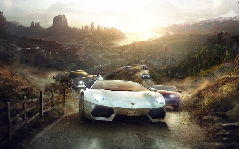 White Sports Car on Dirt Road — Brown, Dramatic, Sunset
