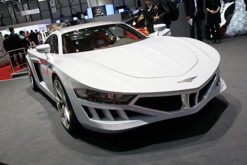 White sports car on display