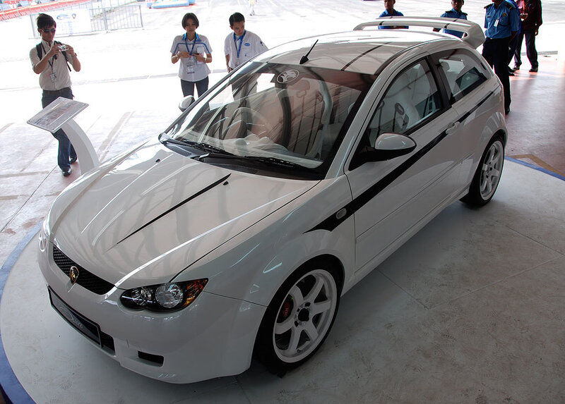 White sports car on display