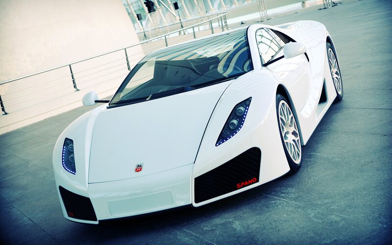 white sports car on display