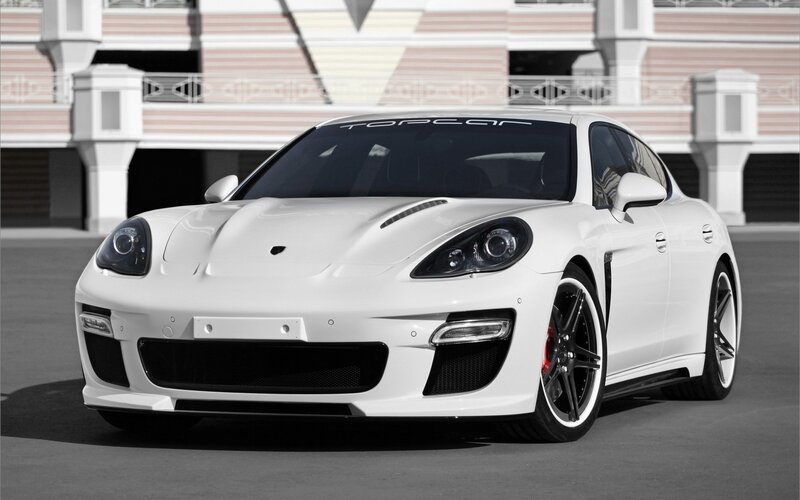 white sports car on display