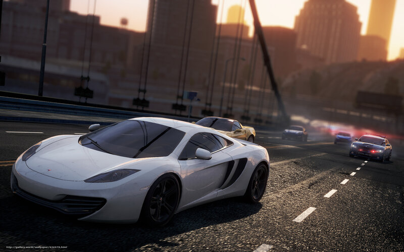 White Sports Car on Highway — Dramatic
