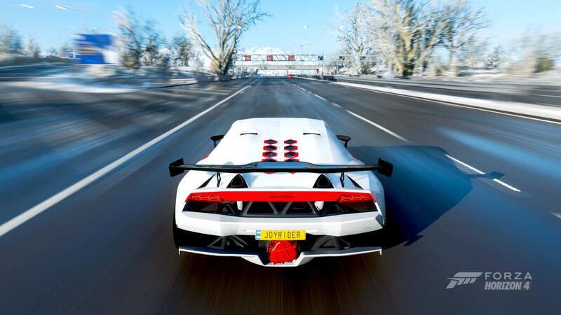 White Sports Car on Highway — Dynamic