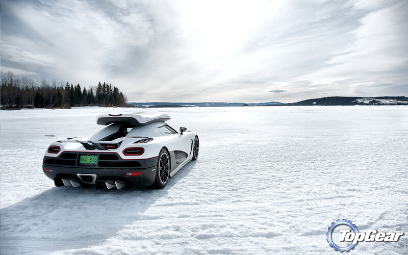 White Sports Car on Ice — Cold, Open