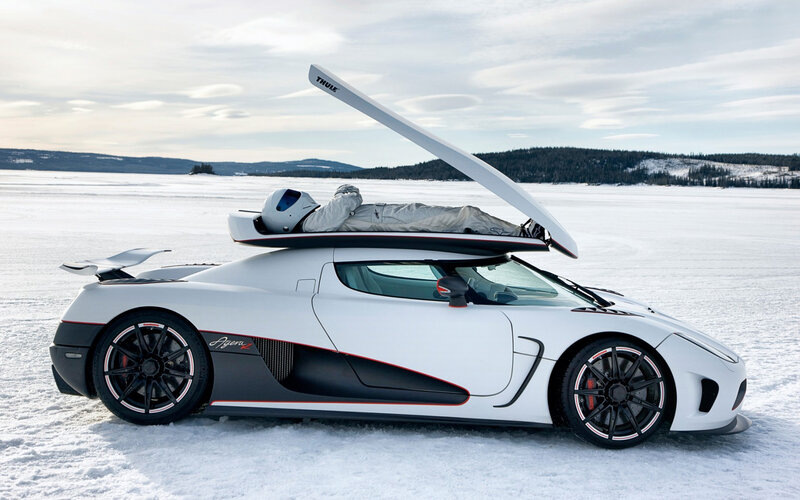 White Sports Car on Ice — Cold, Serene, Winter
