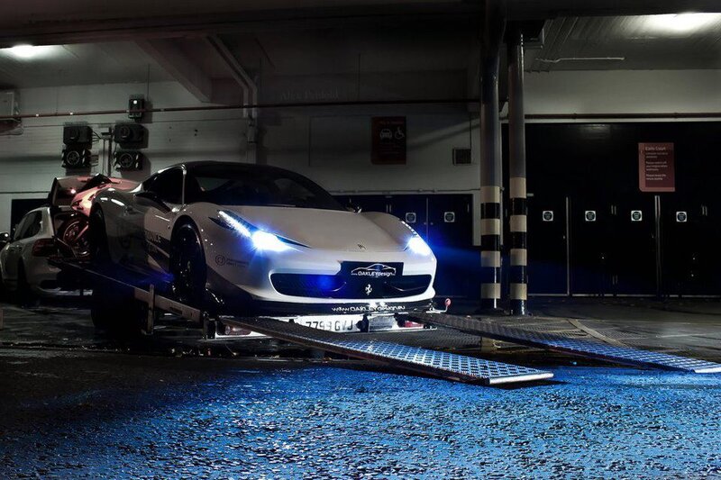 White Sports Car on Lift
