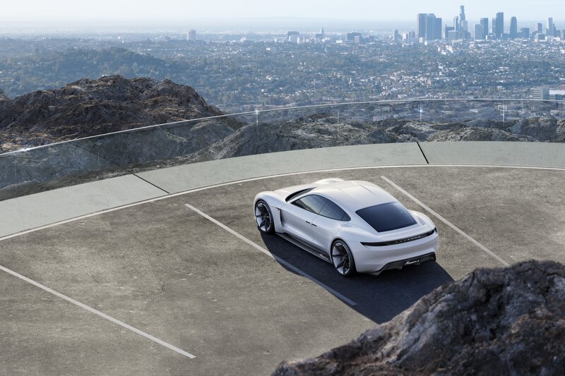 White sports car on overlook