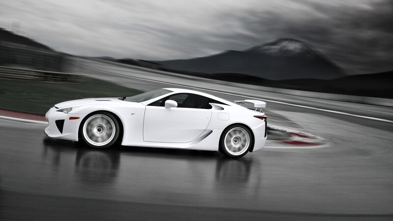 White sports car on racetrack