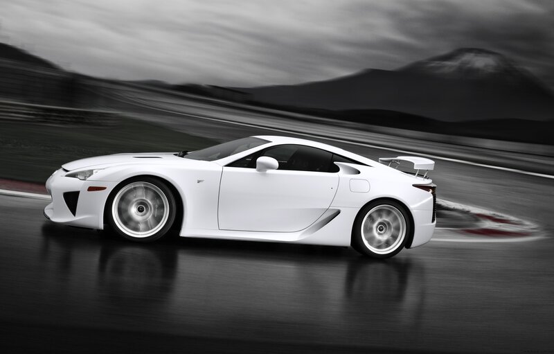 White sports car on racetrack