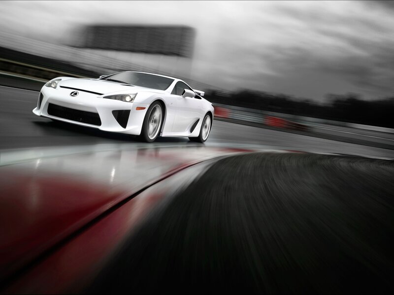 White sports car on racetrack