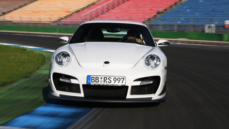 white sports car on racetrack