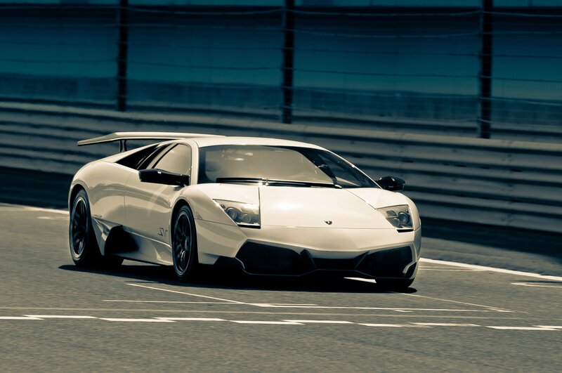 white sports car on racetrack