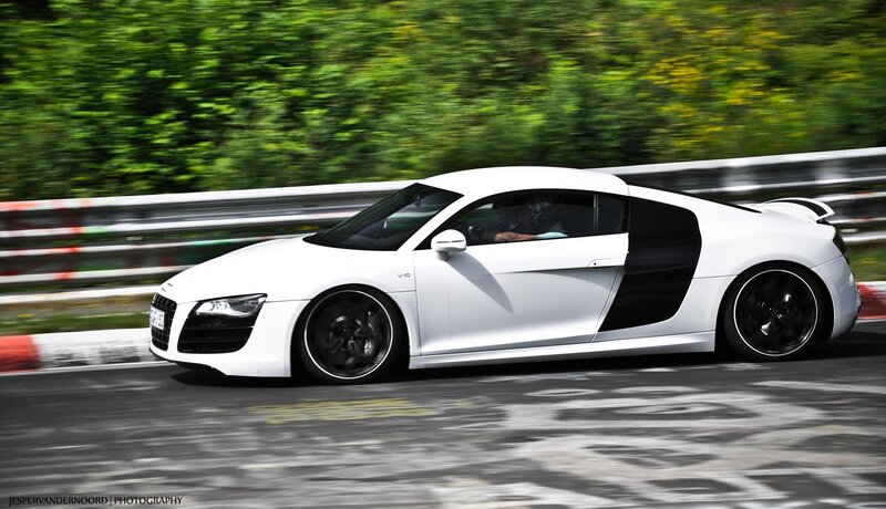 white sports car on racetrack