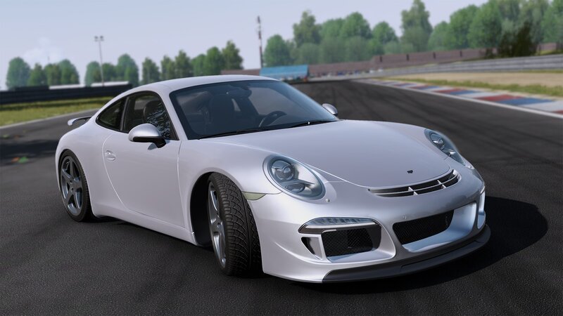 white sports car on racetrack
