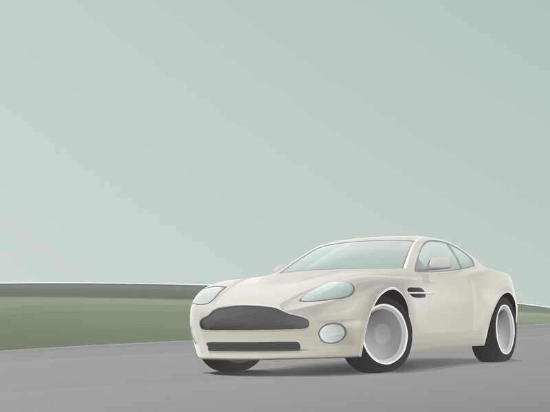 white sports car on road