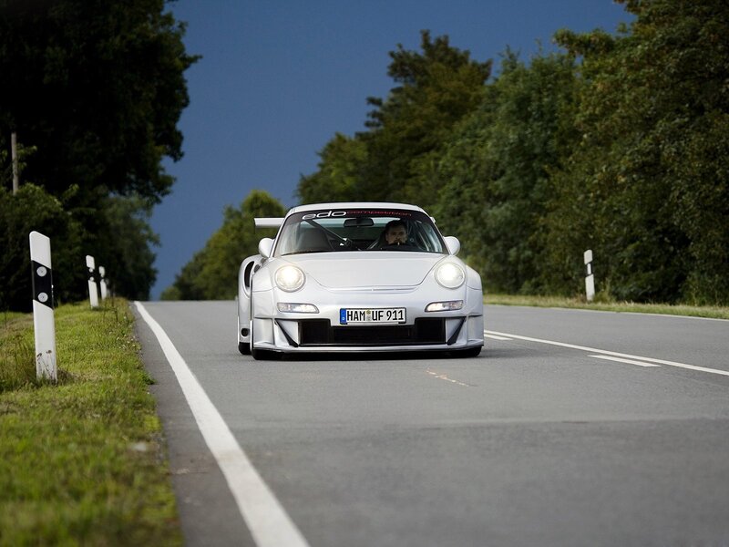 white sports car on road
