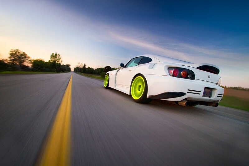 White sports car on road