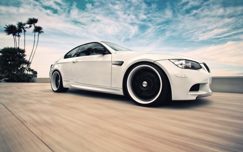 white sports car on road