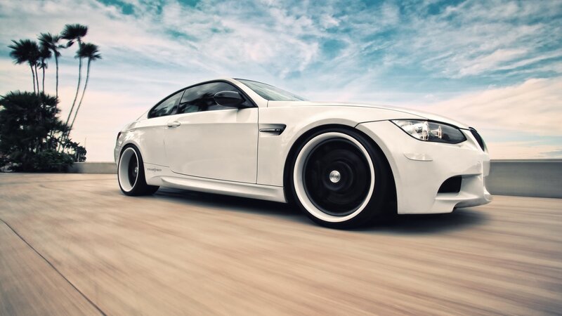 white sports car on road