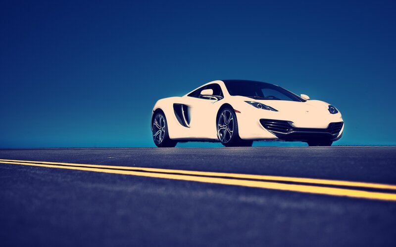 White sports car on road