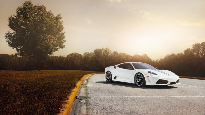 white sports car on road
