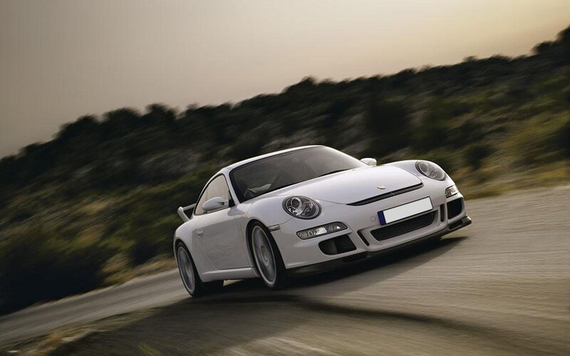 white sports car on road